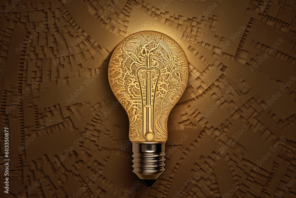 Poster a mesmerizing paper-cut representation of a lightbulb as a key, symbolizing how ideas can unlock new