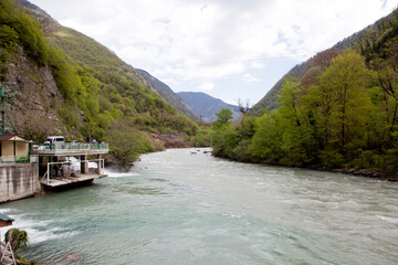 Picturesque river Bzyb. Gagra region. Republic of Abkhazia