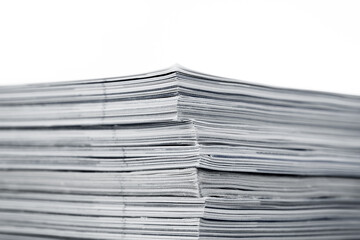 Magazines up close shot on white background