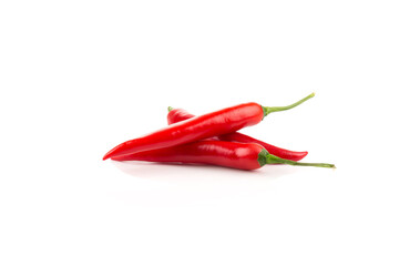 fresh red chili on white background