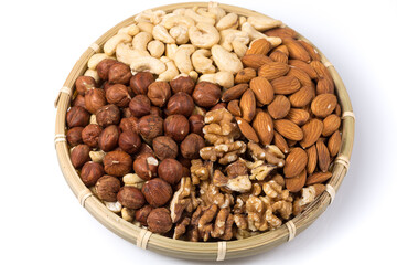 Set of nuts in basket