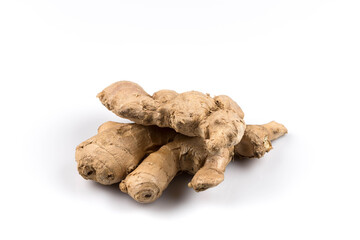 fresh ginger on white background