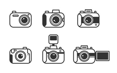 Modern camera icon set. Outline photography icon set. Photo camera vector icon