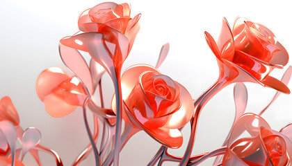 The elegant petals of roses on a clean, transparent glass texture make a beautiful background. Perfect for romantic designs and heartfelt messages Generative AI