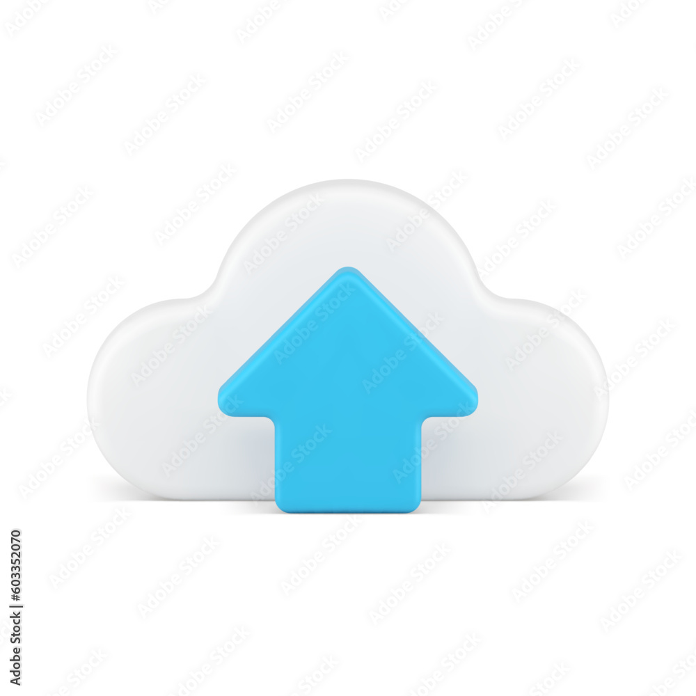 Poster cloud computing data storage upload digital information virtual transfer 3d icon realistic vector