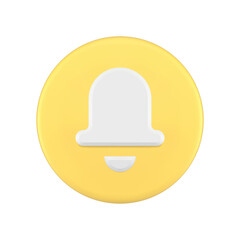 Reminder sound notification ring bell yellow circle button web alert 3d icon realistic vector