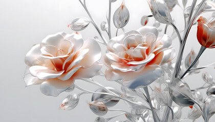 The elegant petals of roses on a clean, transparent glass texture make a beautiful background. Perfect for romantic designs and heartfelt messages Generative AI