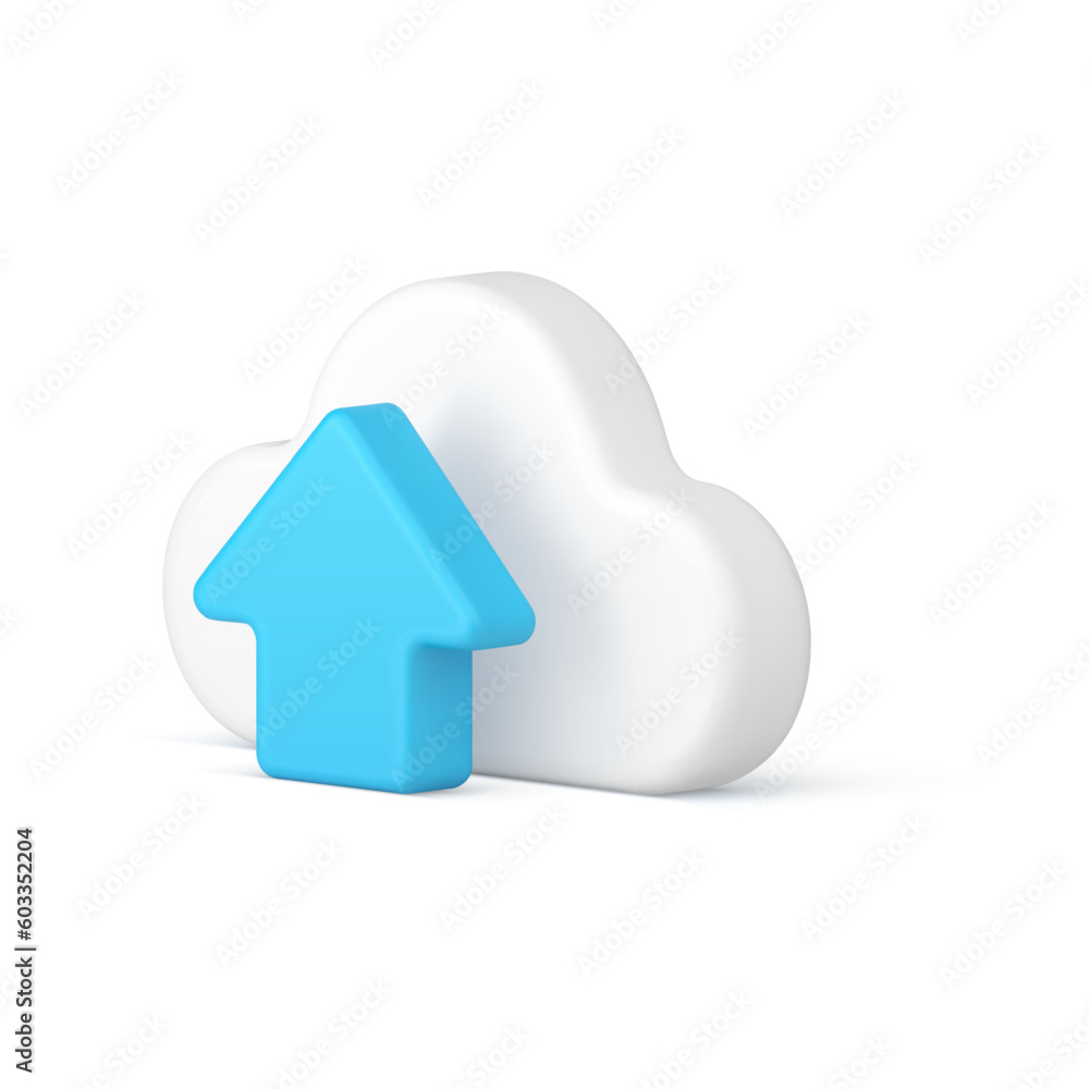Poster data upload cloud computing network internet global connection database transfer 3d icon vector