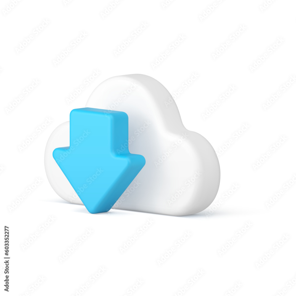 Poster digital data download cloud computing storage connect cyber service 3d icon realistic vector