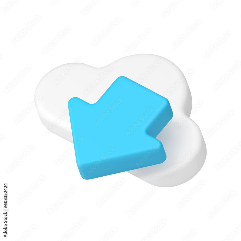 Poster cloud computing digital data download cyberspace connect technology 3d icon realistic vector