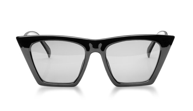 Beautiful black women's or men's vontage or 80s sunglasses isolated on white background
