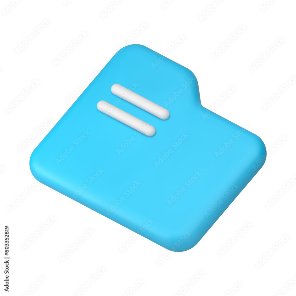 Poster blue folder data storage organizing digital archive web directory 3d icon realistic vector
