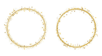 Gold Glitter Circle Frame Star Sparkle