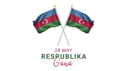 28 May Respublika Günü animation. Translation from Azerbaijan: 28 May Republic Day of Azerbaijan. Azerbaijan flag animation