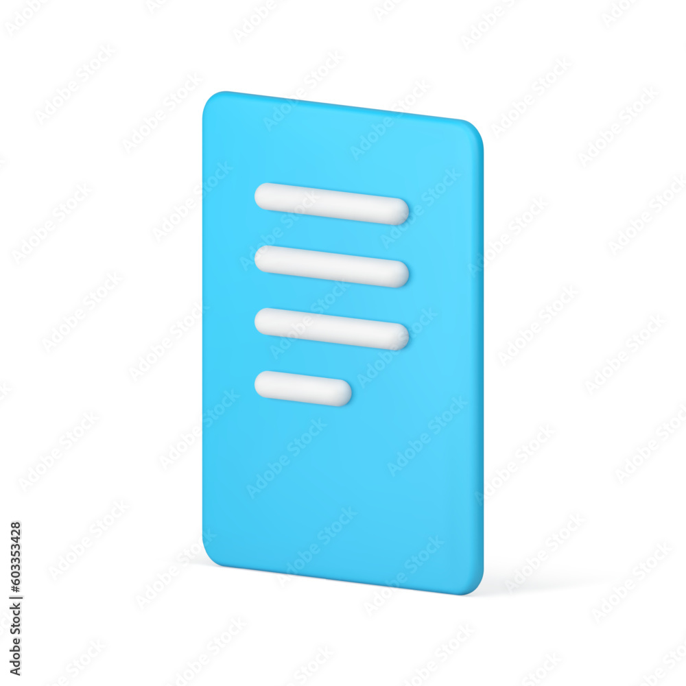 Poster blue paper document with text write read communication information isometric 3d icon vector
