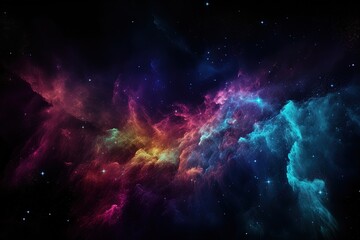 Naklejka premium Space background. Bright cosmos. Magic stardust and shining stars. Colorful nebula. Beautiful outer space. Starry universe. Generative ai.