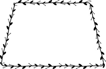 Trapezoid sheet frame isolated branches flower wreath leaf floral vector decoration border botanical minimalist wedding frames congratulations anniversary valentine winner award romantic 