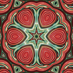 Series of abstract kaleidoscope patterns, set of 9. Floral centric pattern