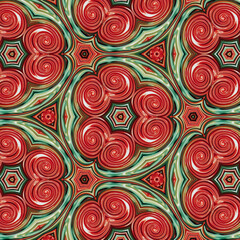 Series of abstract kaleidoscope patterns, set of 9. Floral centric pattern