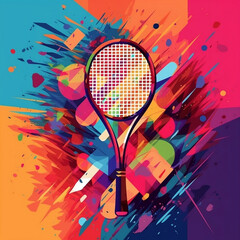 Tennis Colorful, racquet,  abstract background