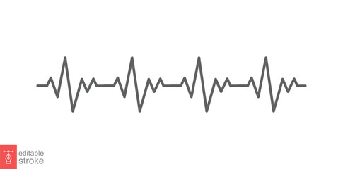 Heart cardiogram icon. Simple outline style. Heartbeat, pulse, ecg, ekg, electrocardiogram, medical concept. Thin line symbol. Vector illustration isolated on white background. Editable stroke EPS 10.