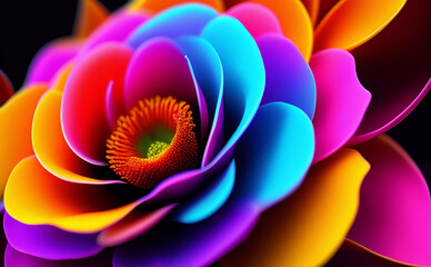 高精細で鮮やかなRGBフルカラーの花のマクロ撮影（花びら）デジタルイラスト／Generative AI