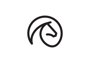 Obraz premium horse head logo design. linear style luxury icon vector illustration.