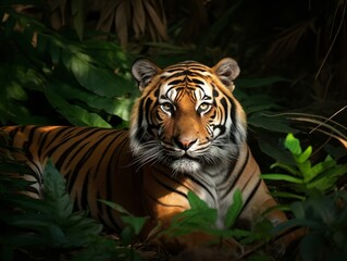 The Regal Posture of the Bengal Tiger in Jungle