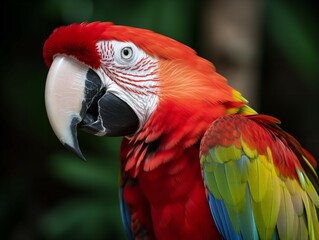 The Exotic Beauty of the Scarlet Macaw in Tropical Rainforest