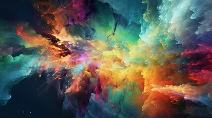 Glow of the Cosmos: Multi-Colored Starlight Shining Through a Rainbow Galaxy. Generative AI