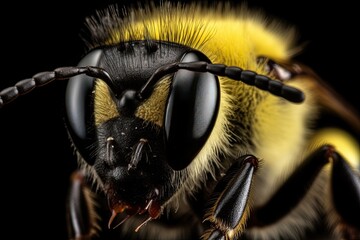 Nature's Finest: A Close-up Look at a Black and Yellow Bumblebee: Generative AI
