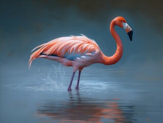 The Delicate Grace of the Flamingo in Serene Waters
