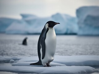 Fototapeta premium The Stately March of the Emperor Penguin in Antarctica