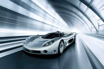 Fototapeta premium Car in speed artwork, dynamic background. Generative AI