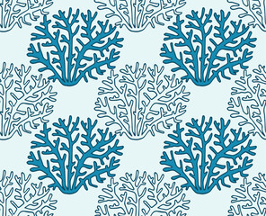 Seamless vector tropical pattern with corals. Perfect for wallpapers, web page backgrounds, surface textures, textile.