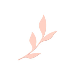 Lush tree branch wooden stem pink grass with leaves decorative element 3d icon realistic vector