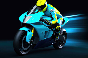 Moto racer, extreme sport. Generative AI