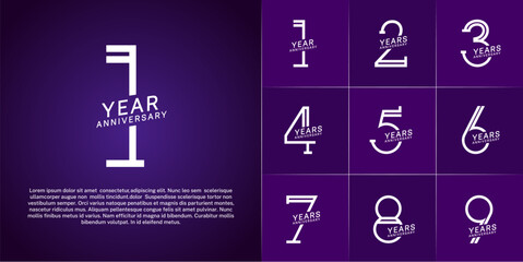 set of anniversary logotype white color for special celebration event