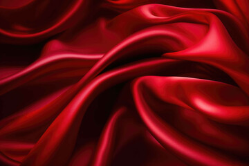 Satin silk in red color, smooth and shiny appearance, luxurious look. Generative AI