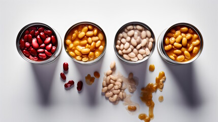 Canned Beans Convenient and Versatile Pantry Staple on a Clean White Background, a Nutritious and Time-Saving Ingredient for Quick and Flavorful Meals. generative ai