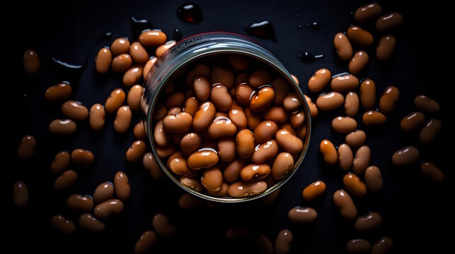 Canned Beans Convenient and Versatile Pantry Staple on a Clean Background, a Nutritious and Time-Saving Ingredient for Quick and Flavorful Meals. generative ai