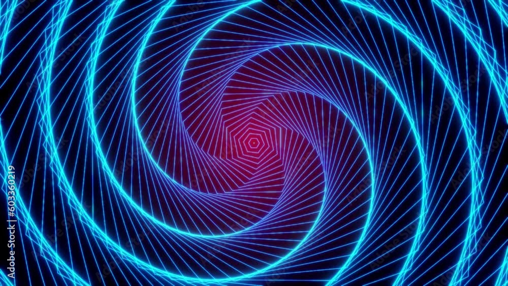 Poster abstract blue polygonal motion animation on red background use for video . pentagon geometric shaped