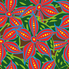 Seamless flowers and leaves illustration