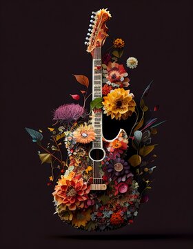 guitar made of flowers