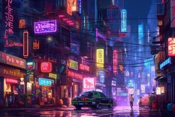 Neon night city	
