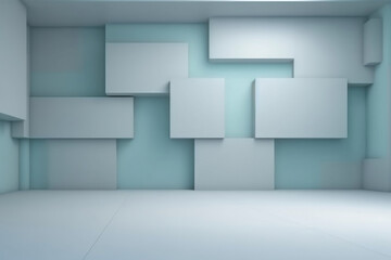 Geometric Gray and Light Blue Background with Window Light and Shadow for Product Presentation, generative AI