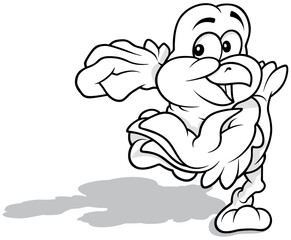 Drawing of a Cute Marching Bird