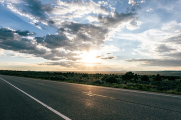 Fototapeta premium Road Landscape at the sunset