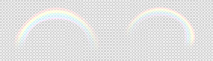 Colored transparent rainbow. Vector illustration. A beautiful meteorological phenomenon that occurs after rain. Fantasy symbol of good luck.