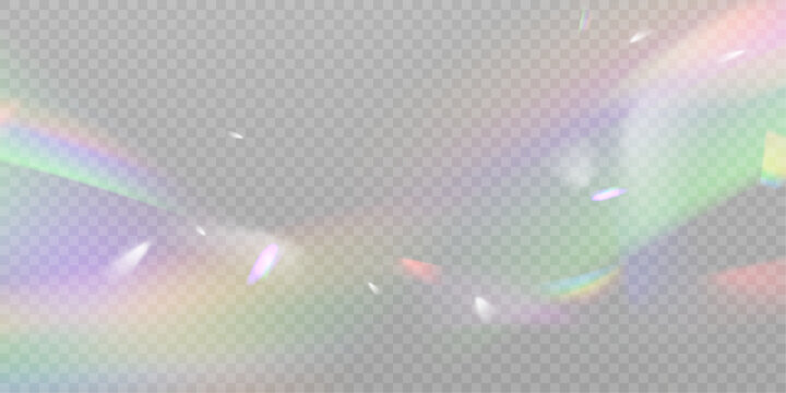 Realistic diamond reflection, rainbow light optical effect Colorful collection, bright spectrum glow rays. Rainbow effect overlay, prismatic crystal refraction.	
